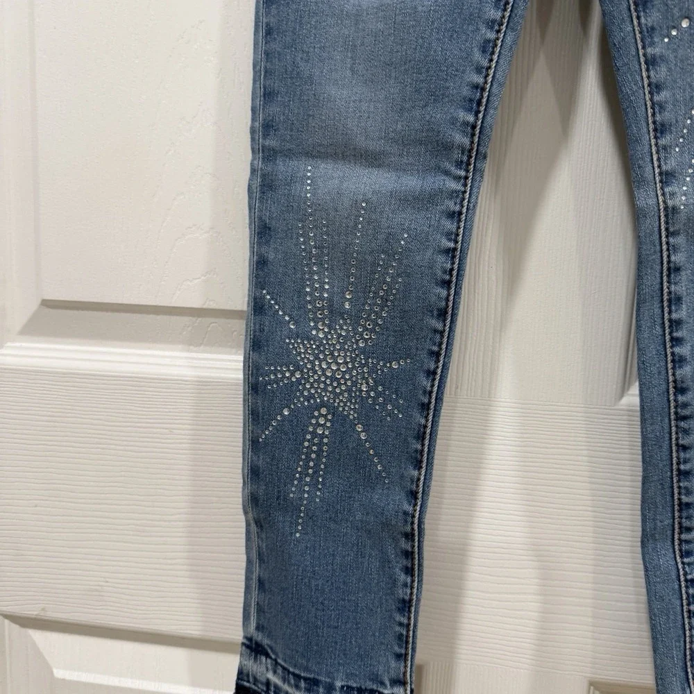 Girls Gap Denim Jeans Size 8 Regular Stretch Jogging Ankle‎ Sparkles Design